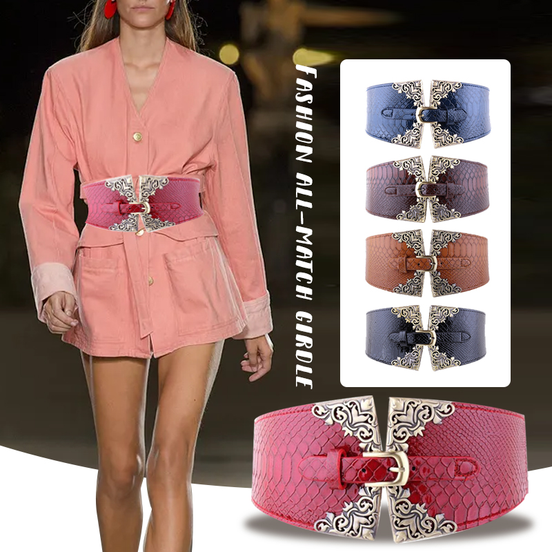 Women Elastic Buckle Wide Belt - Corset Waist Cinch avis et prix