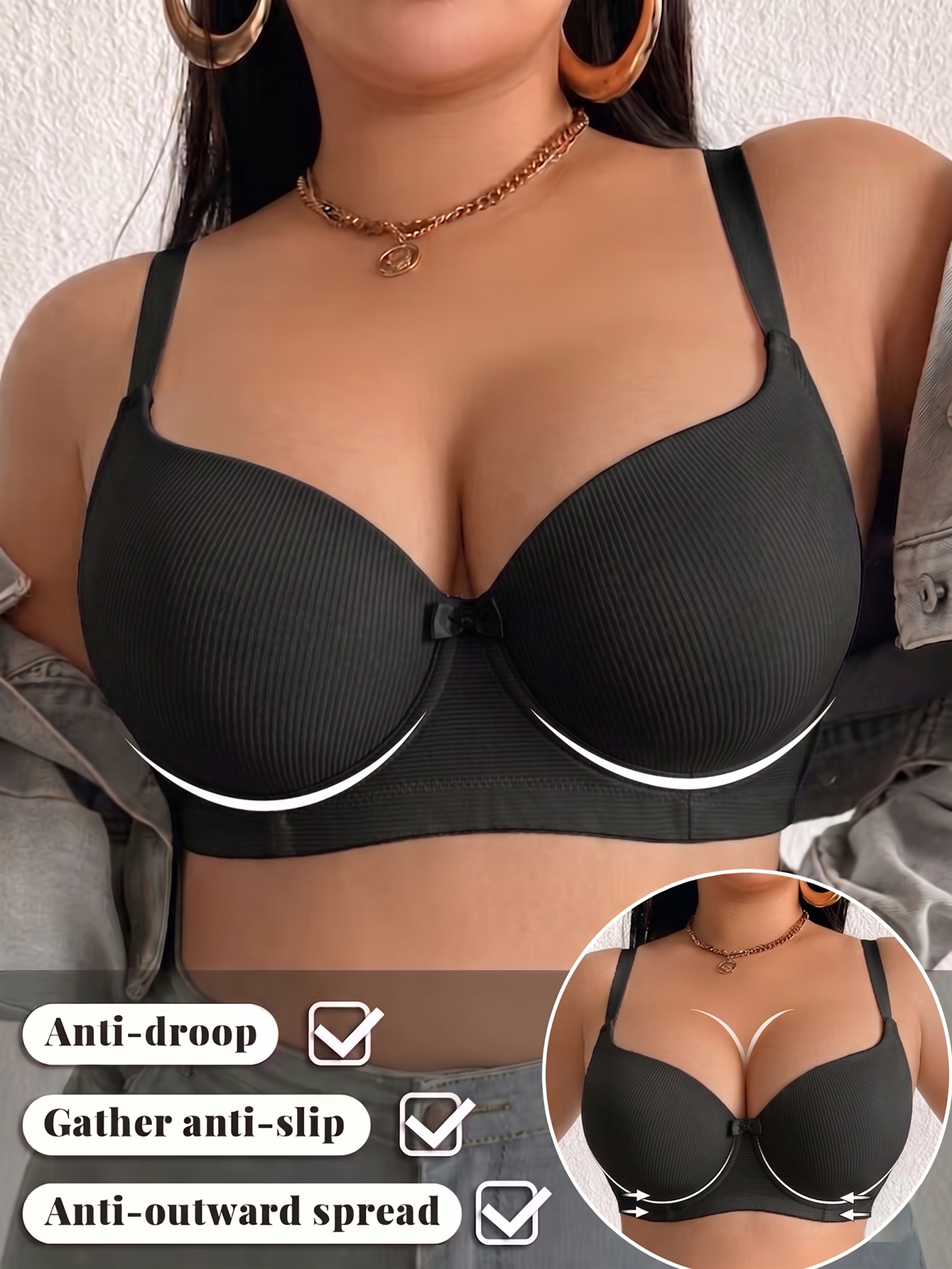 Plus Size Women Bra Thin Cup U - Push Up Bra Padded avis et prix