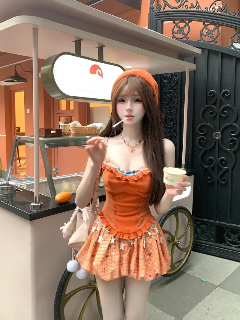 Summer New Orange Dopamine Swe - Cami Top Lace avis et prix