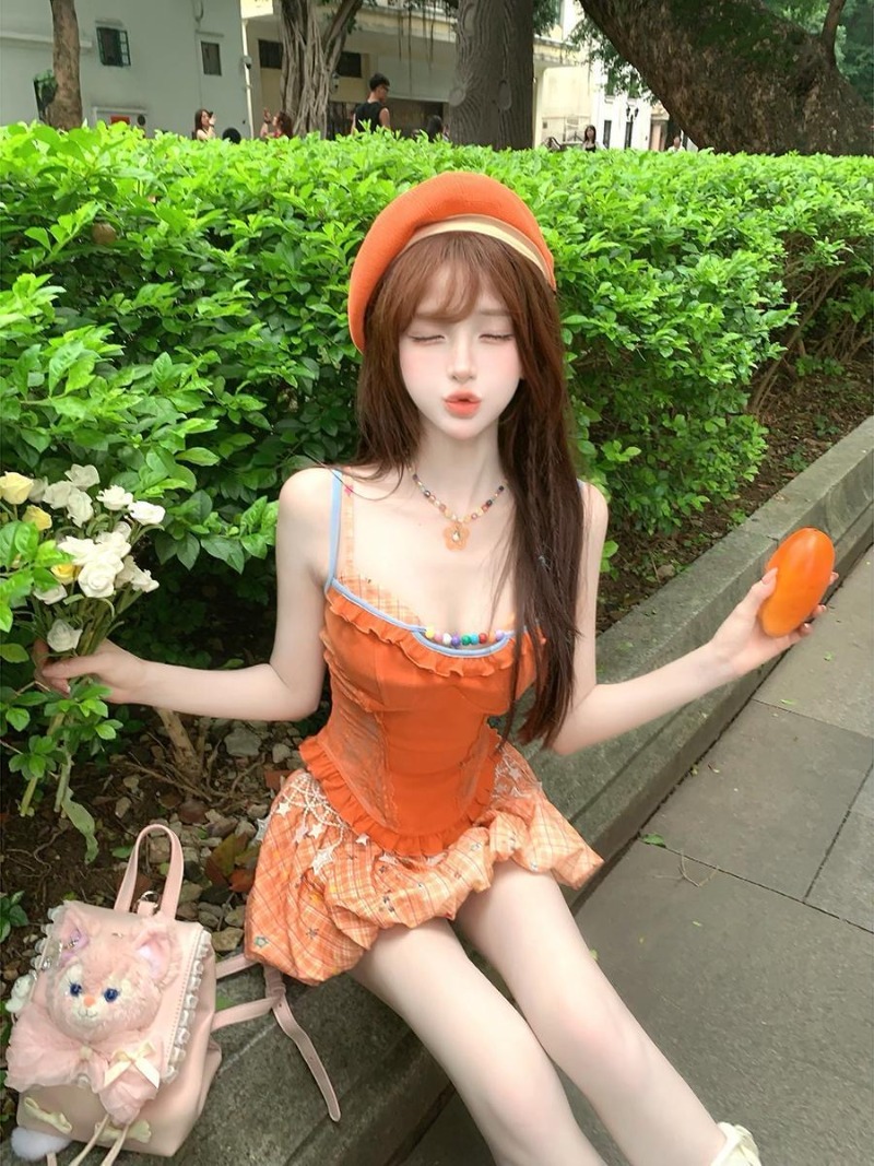 Summer New Orange Dopamine Swe - Cami Top Lace avis et prix