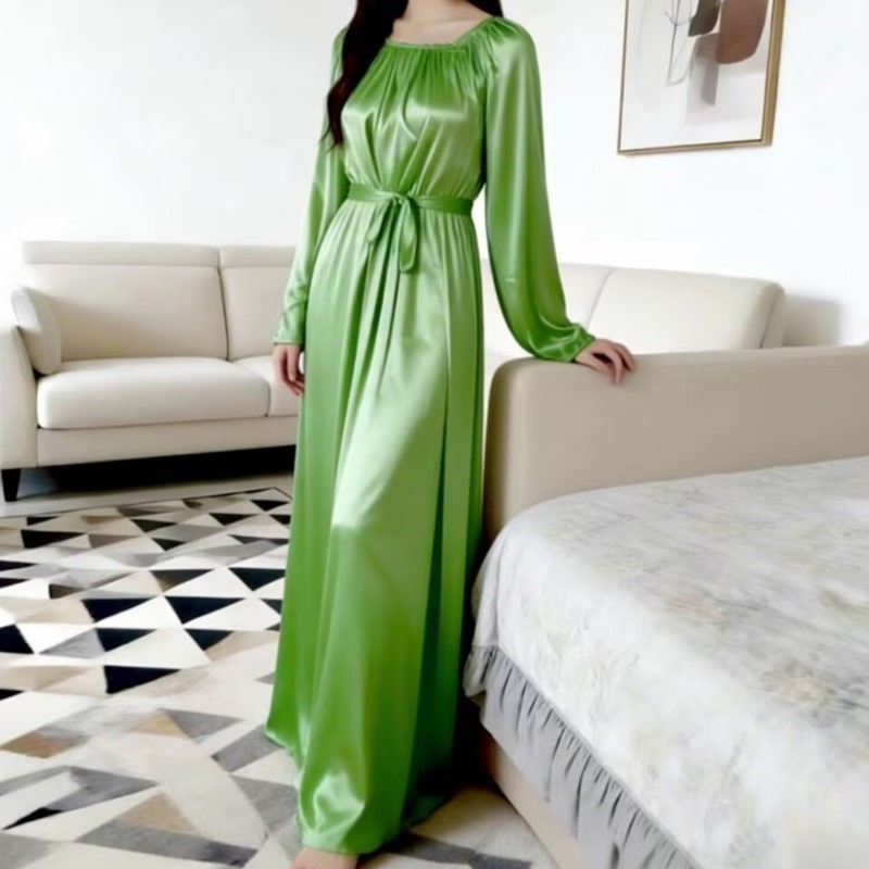 Glossy Ice Silk Night Robe Wit - Robe Silk Women avis et prix