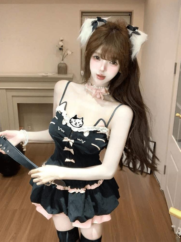 Summer Kawaii Cute Cartoon Cat - Cami Top Lace avis et prix