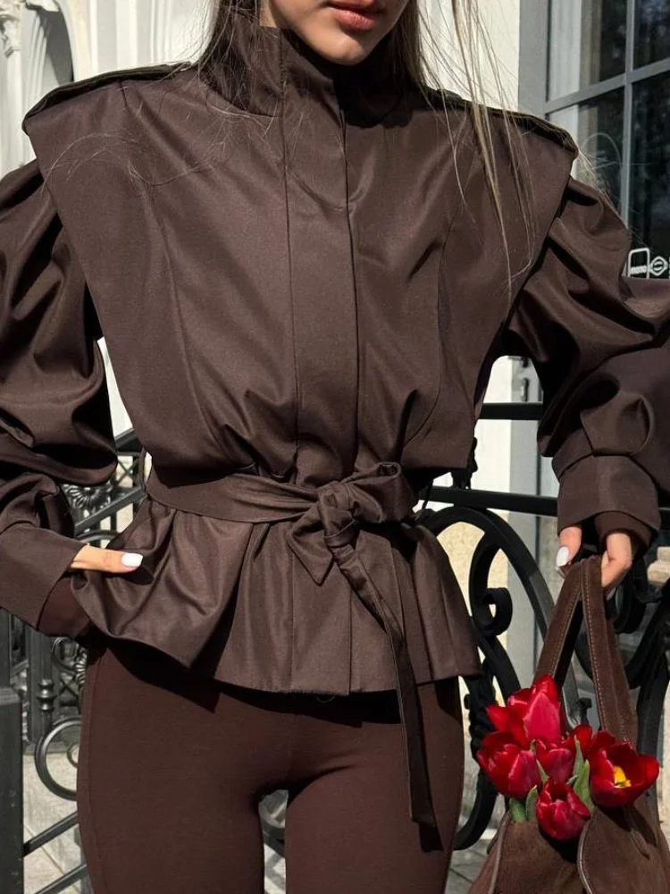 Women Solid Lace Up Lapel Jack - Corset Waist Cinch avis et prix