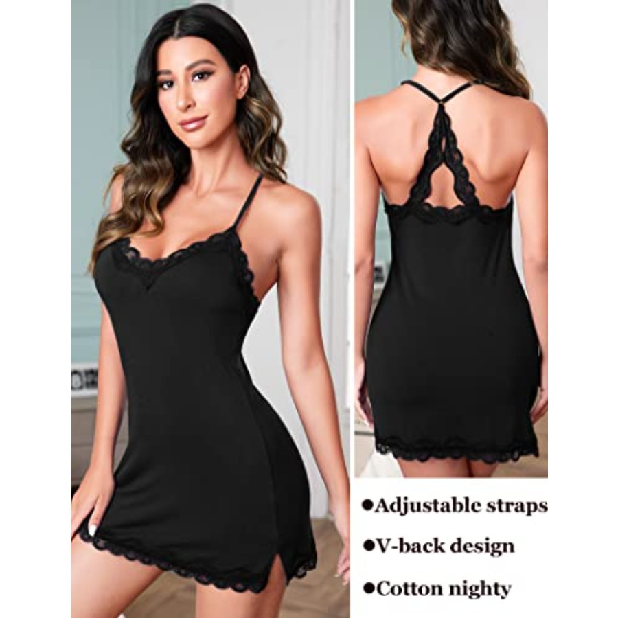 Womens Nightgown Sexy Lace Sle - Babydoll Chemise Night avis et prix