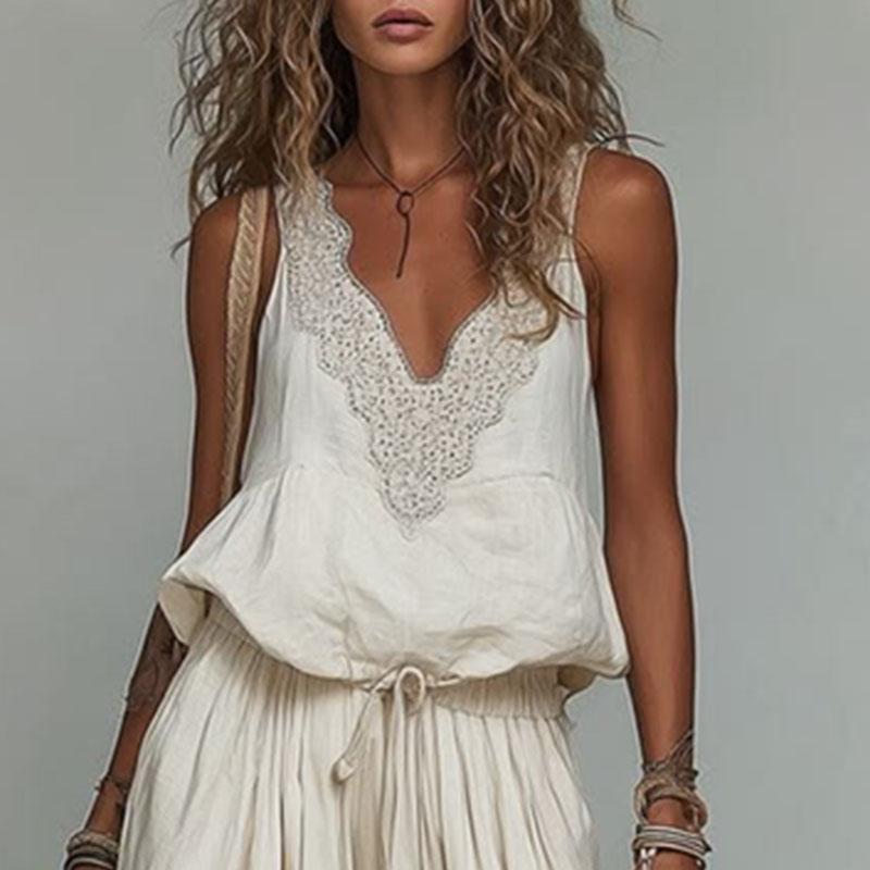 Women Sleeveless Lace V Neck S - Cami Top Lace avis et prix