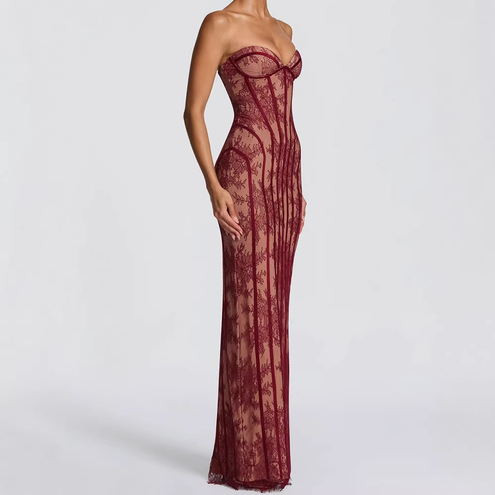 Strapless Bodycon Maxi Dress f - Strapless Bra Backless avis et prix
