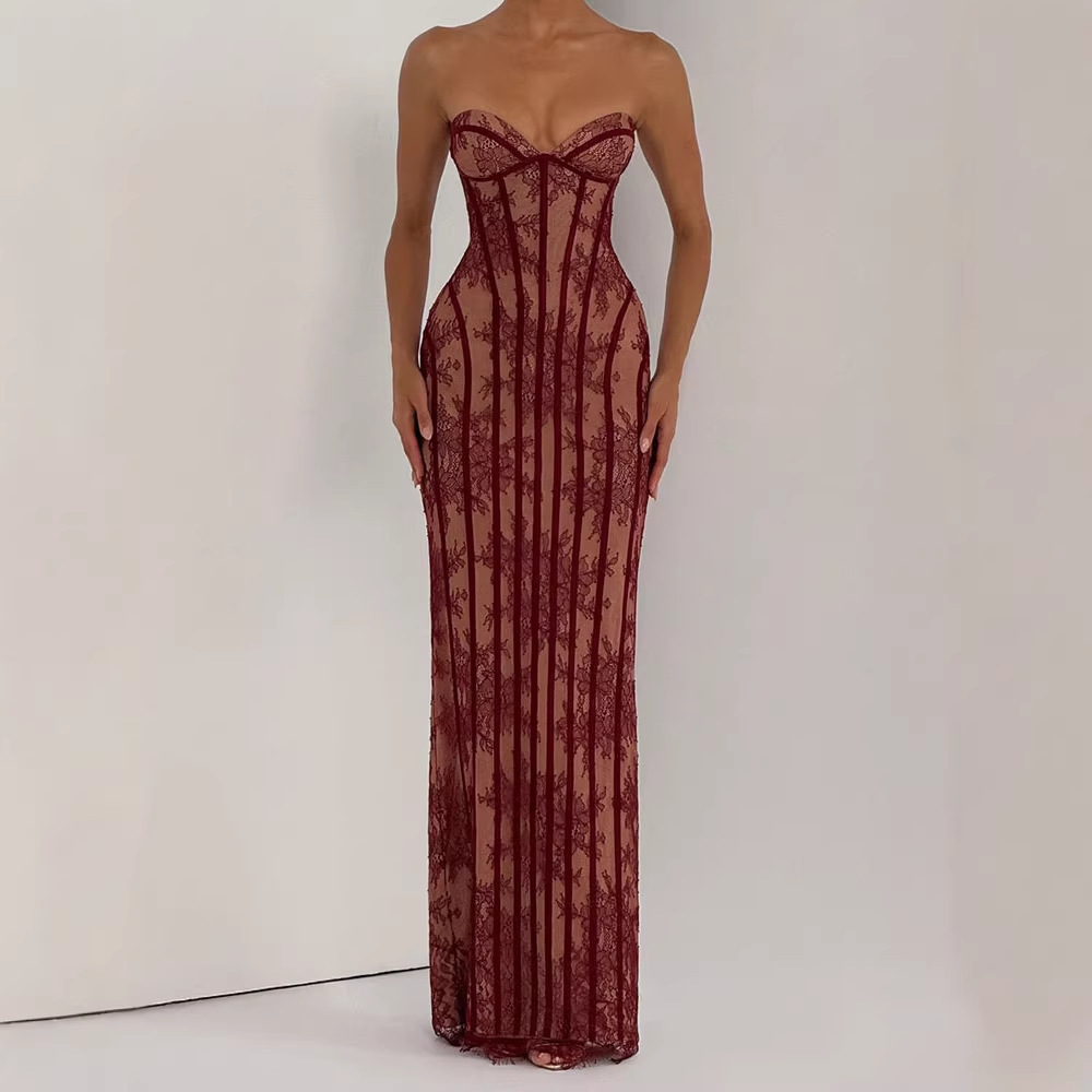 Strapless Bodycon Maxi Dress f - Strapless Bra Backless avis et prix