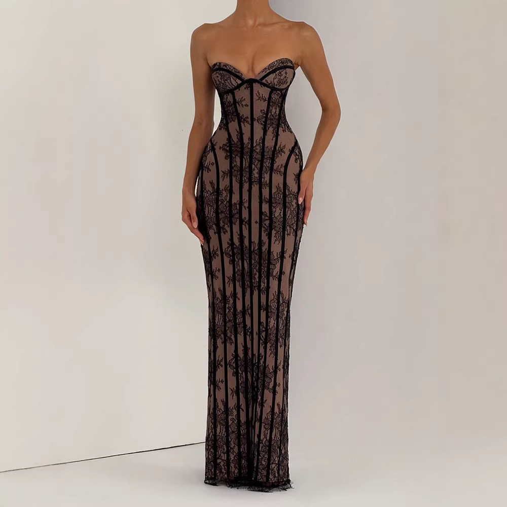 Strapless Bodycon Maxi Dress f - Strapless Bra Backless avis et prix