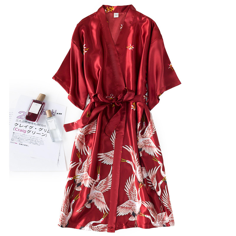 Burgundy Women 2PCS Faux Silk  - Robe Silk Women avis et prix